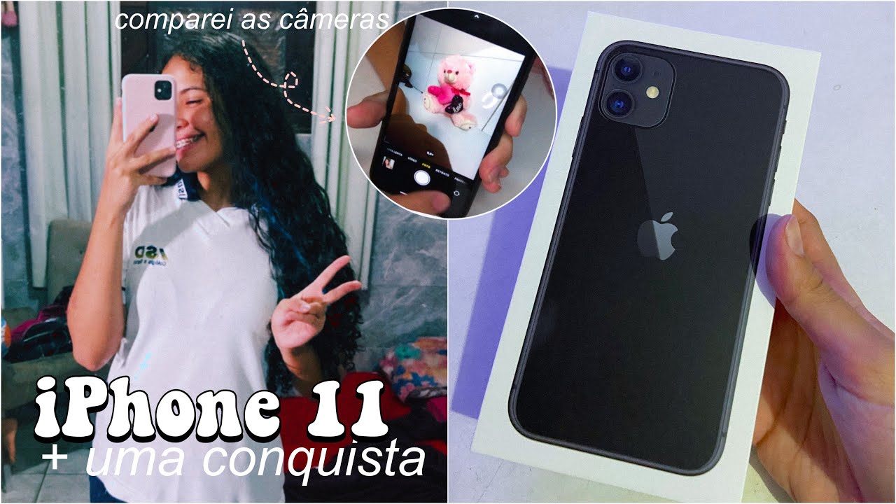 COMPREI UM IPHONE 11 📱unboxing + câmera