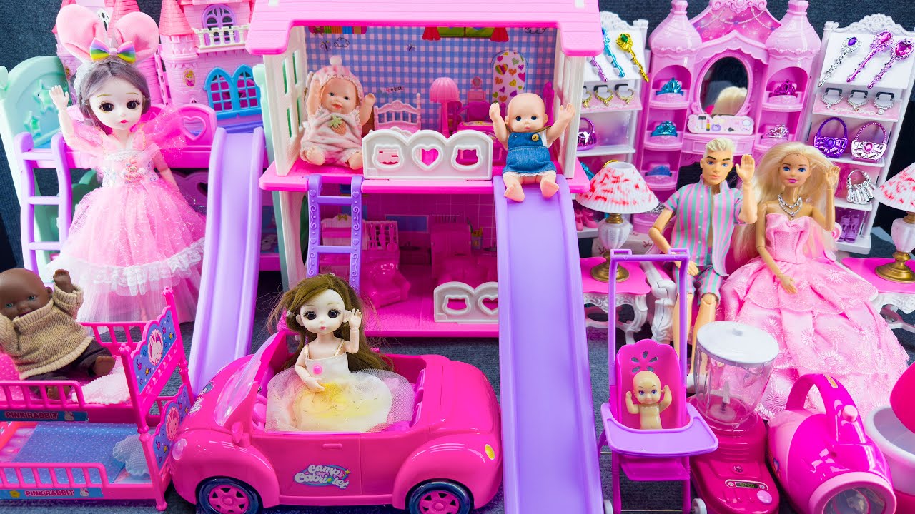 20 Minutes Satisfying Unboxing Barbie Princess Play House & Slide, Kitchen Play Set Review Toys