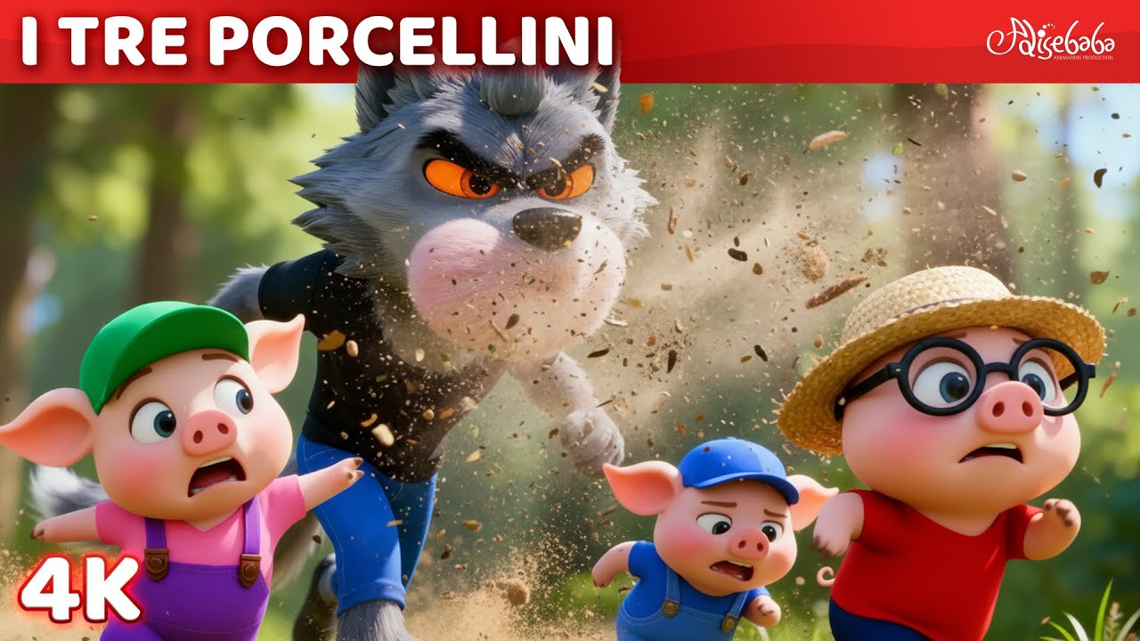 I Tre Porcellini 🐷 3D 4K | Storie per bambini | Fiabe e Favole