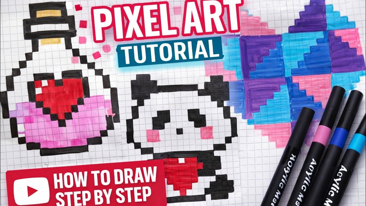 PIXEL ART Tutorial ✏️ Малюнки по клітинках | Pixel Art Tutorial ✏️ Easy Grid Drawings | Step by Step