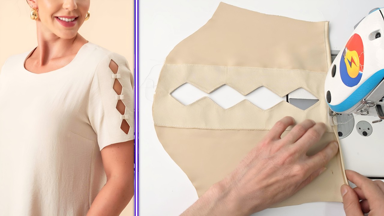A Beautiful and Easy Trick for Cutting and Sewing Women's Blouse Sleeve Designs | Clever Sewing Tip
