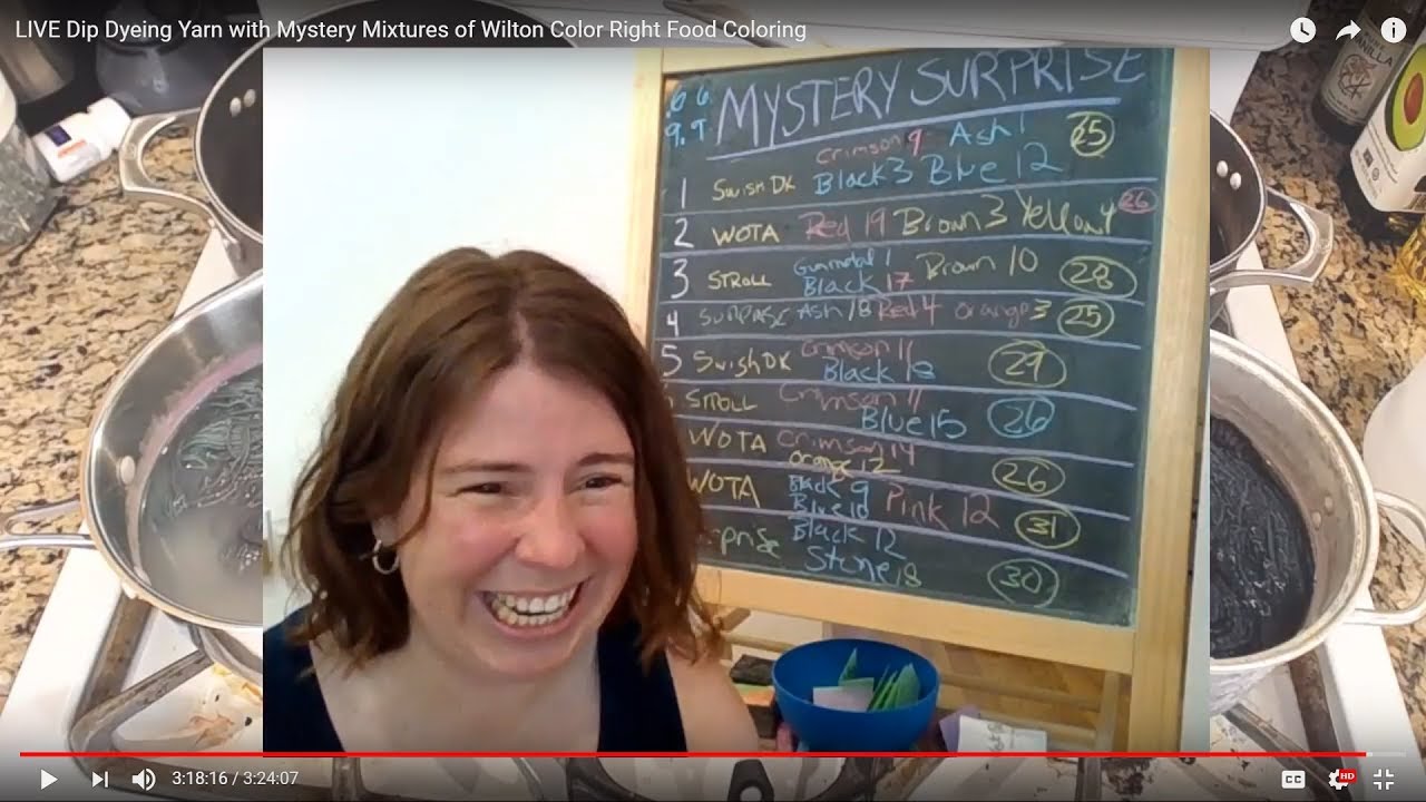 LIVE Dip Dyeing Yarn with Mystery Mixtures of Wilton Color Right Food Coloring