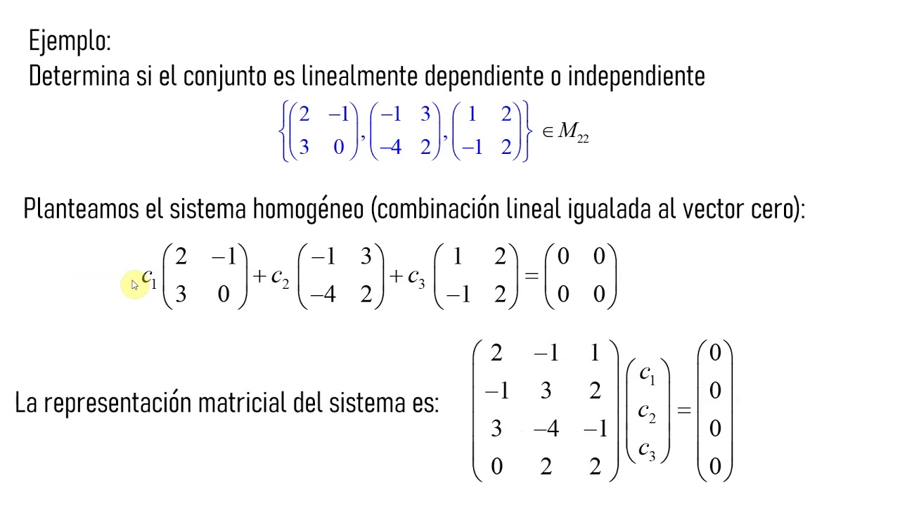 Dependencia e Independencia Lineal. Definición y Ejemplo