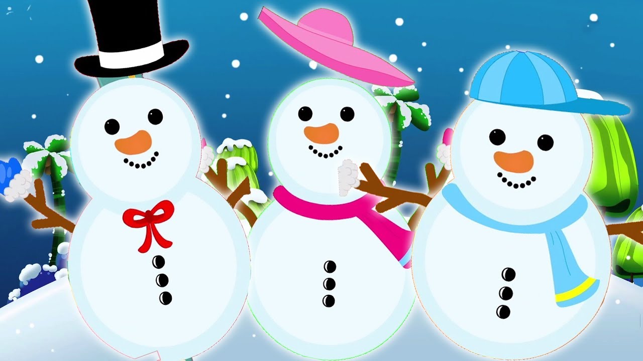 cinco pequeños muñecos de nieve | canciones infantiles | navideñas canciones | Five Little Snowmen
