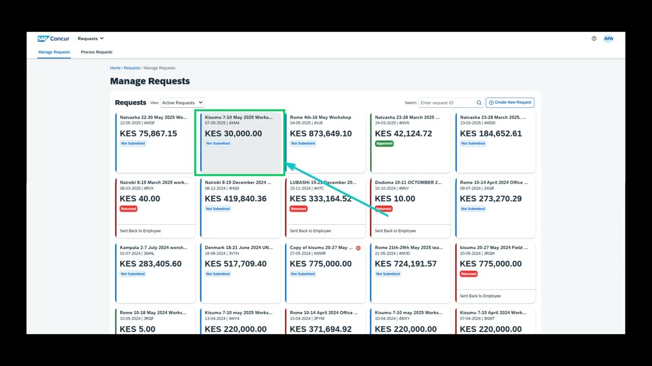 How to copy a travel request