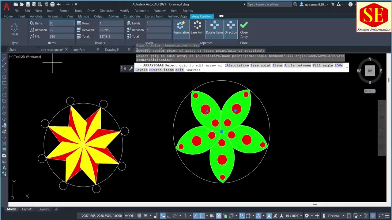 How to Use Array Pollar Command in Autocad.