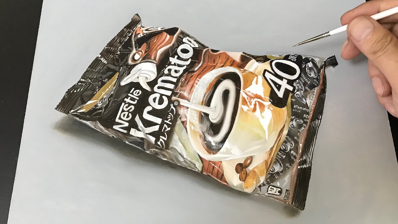 【油絵】クレマトップ  コーヒーフレッシュ (Drawing a Klematop by oilpainting.)