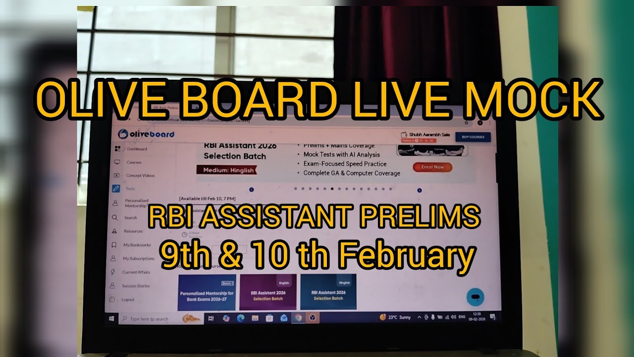 RBI ASSISTANT OLIVE BOARD || LIVE MOCK || 9th-10th FEB