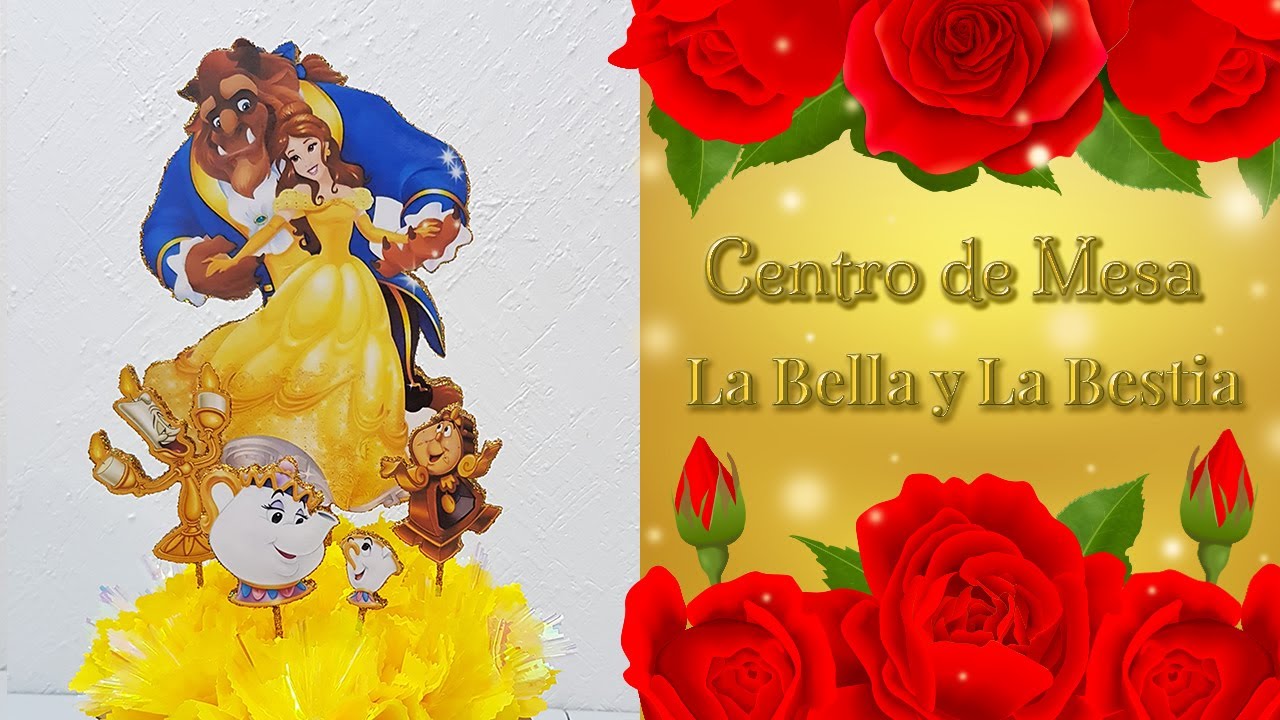 Centro de Mesa La Bella y La Bestia 🌹 Como hacer un centro de mesa fácil, bonito y económico 💛