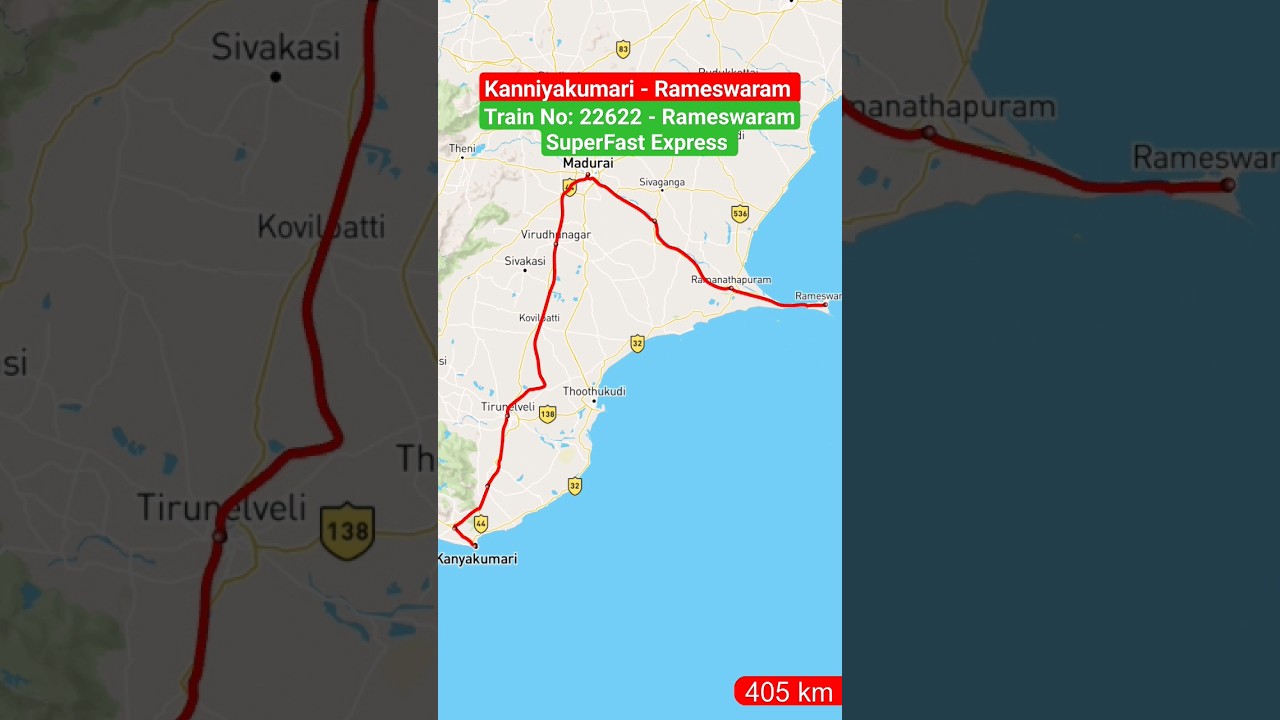 Kanniyakumari To Rameswaram l Train no:22622 - Rameswaram SuperFast Express #shorts #shortsfeed