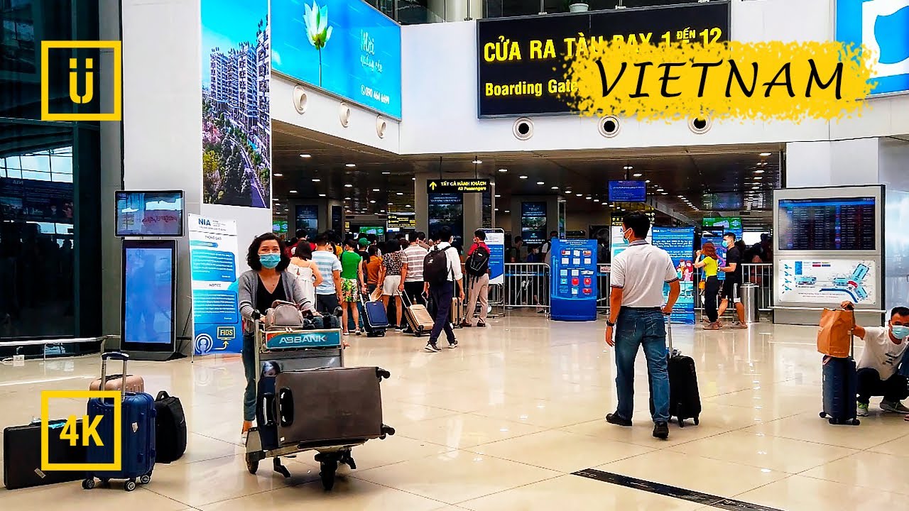 Hanoi Airport 4K walking tour, Domestic Terminal. Binaural Audio.