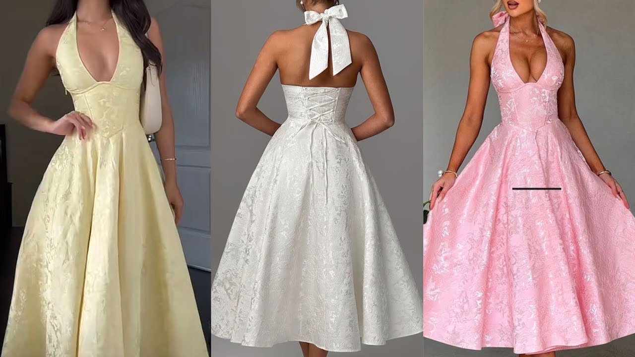 How To Draft This Halter Neckline Under-bust Flare Dress Tutorial.