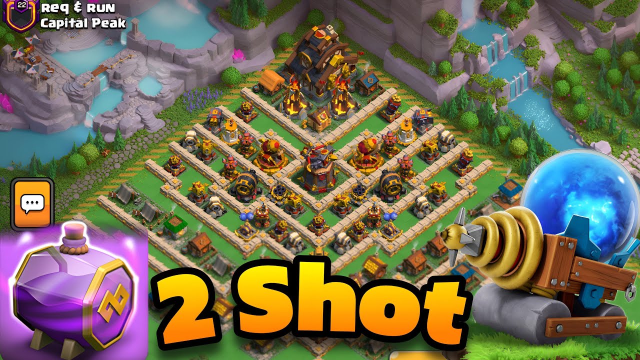 2 Shot Capital Peak In Clan Capital | Best Clan Capital Attack Strategy
