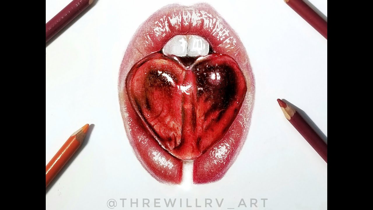 |Timelapse| Drawing a Realist Lips Lollipop.