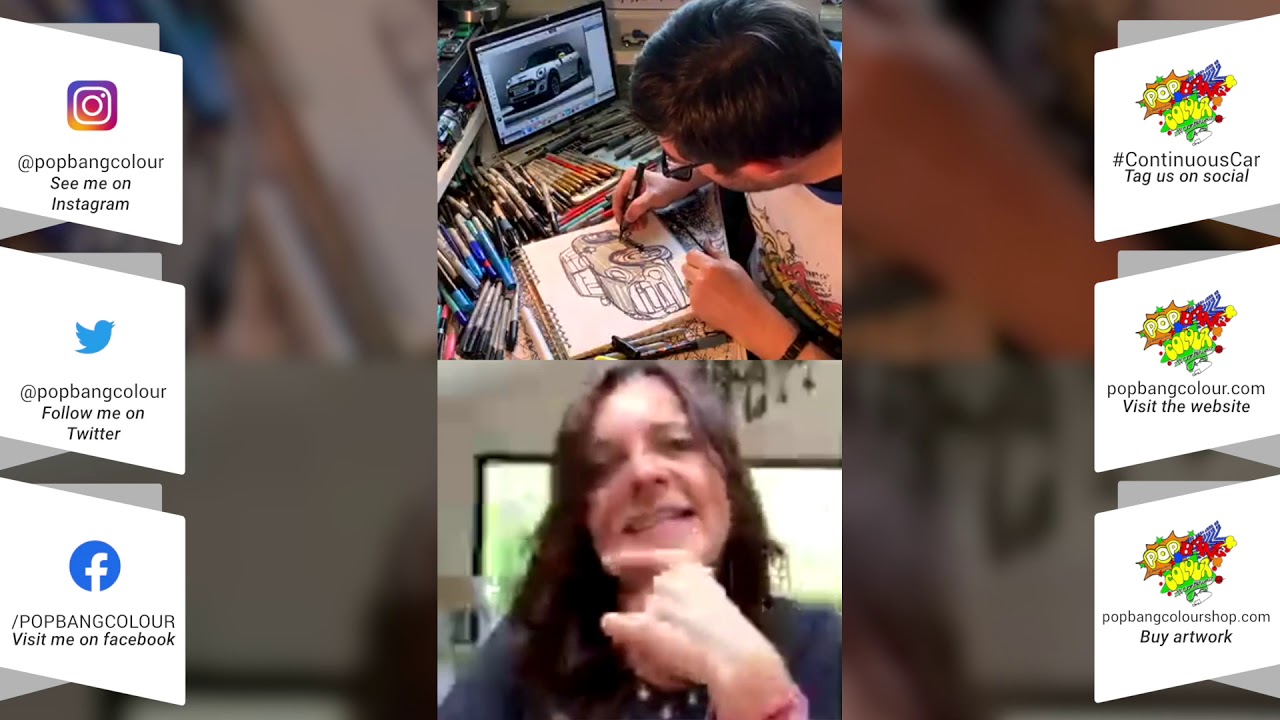 Continuous Car Drawings #253 : Mini Cooper SE with Ginny Buckley