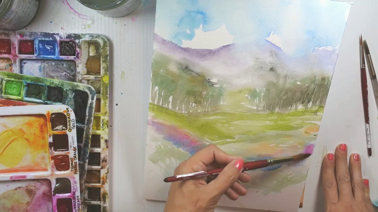 Paint a Mountain Scene in watercolour without sketching