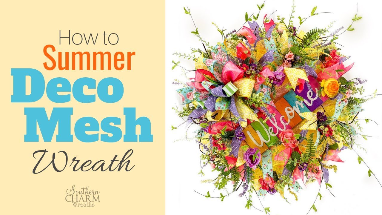 How to Make a Summer Deco Mesh Wreath With Two Colors