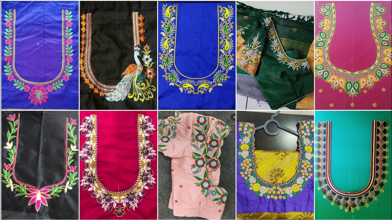 100+Latest Computer work embroidery Blouse designs 2023/Machine embroidery work blouses