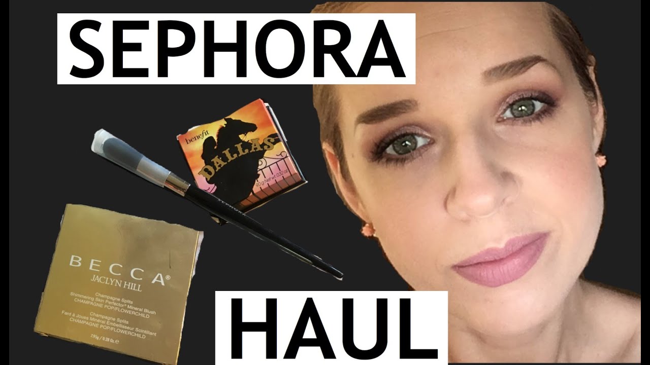 Mini Sephora haul: becca champagne pop/flowerchild, Sephora brush, benifit Dallas box blush