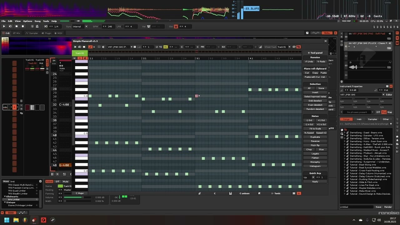 Renoise Piano Roll Tool v5.3 - Quick Showcase in Renoise 3.5