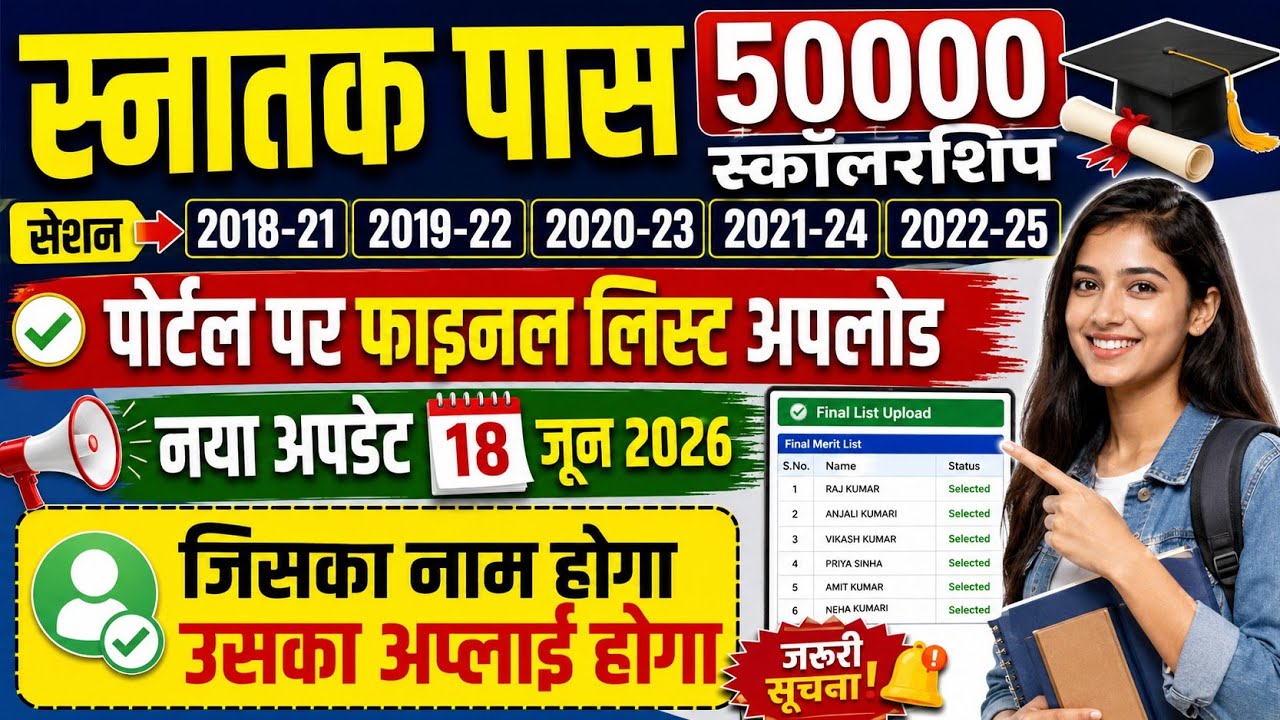 Graduation Scholarship ₹50,000 | Final List Released | New Update | Graduation Pass Scholarship O...