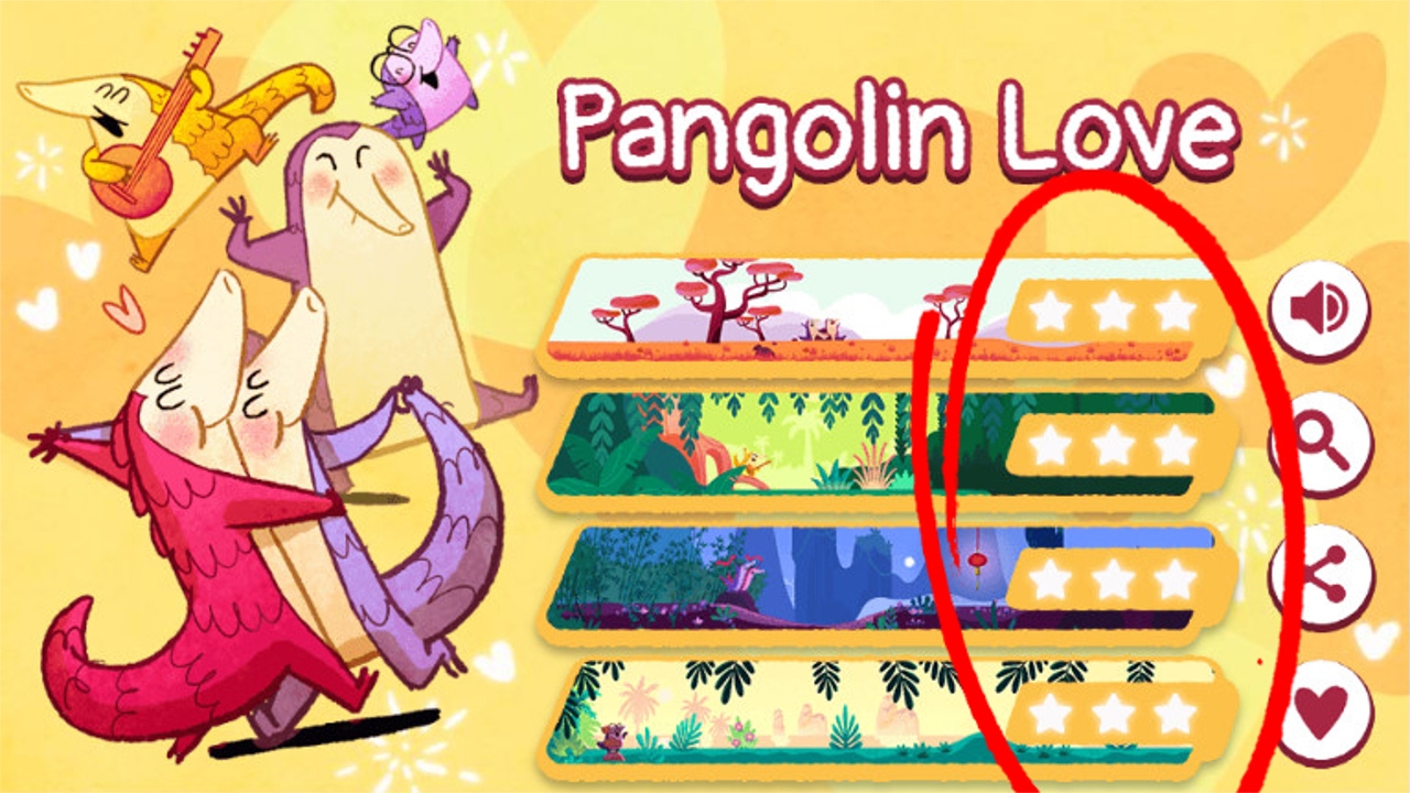 How to complete Google's "Pangolin Love" Doodle (All 12 stars)