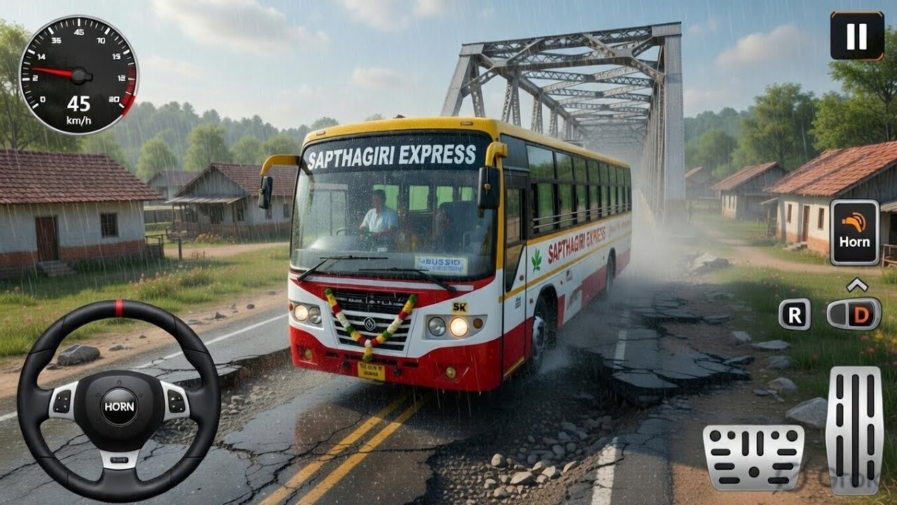 APSRTC SAPTAGIRI EXPRESS BUS | Damaged Off-road Rain Drive 😱 | BUSSID Gameplay 