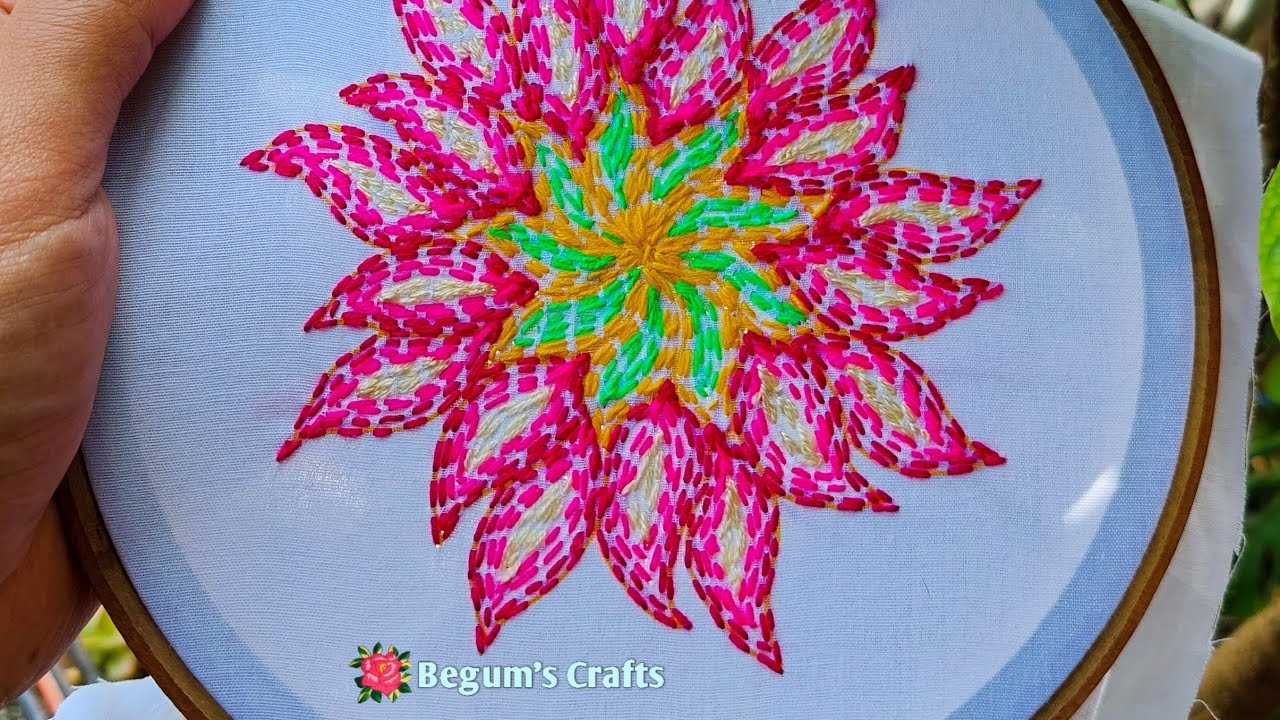 Running Stitch Embroidery Designs Tutorial Step By Step 🌺#embroidery #embroiderydesigns 