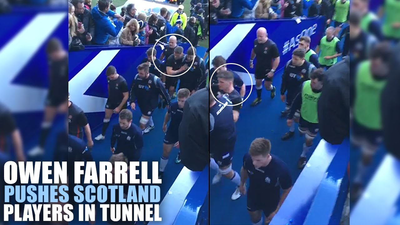 New footage shows moment Owen Farrell pushed Scotland players in the tunnel