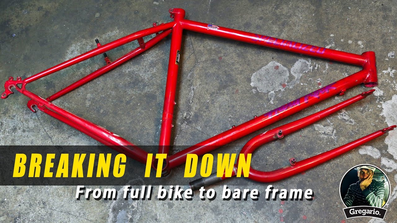 This 90's Specialized Hardrock mountain bike gets broken down to frame and fork.