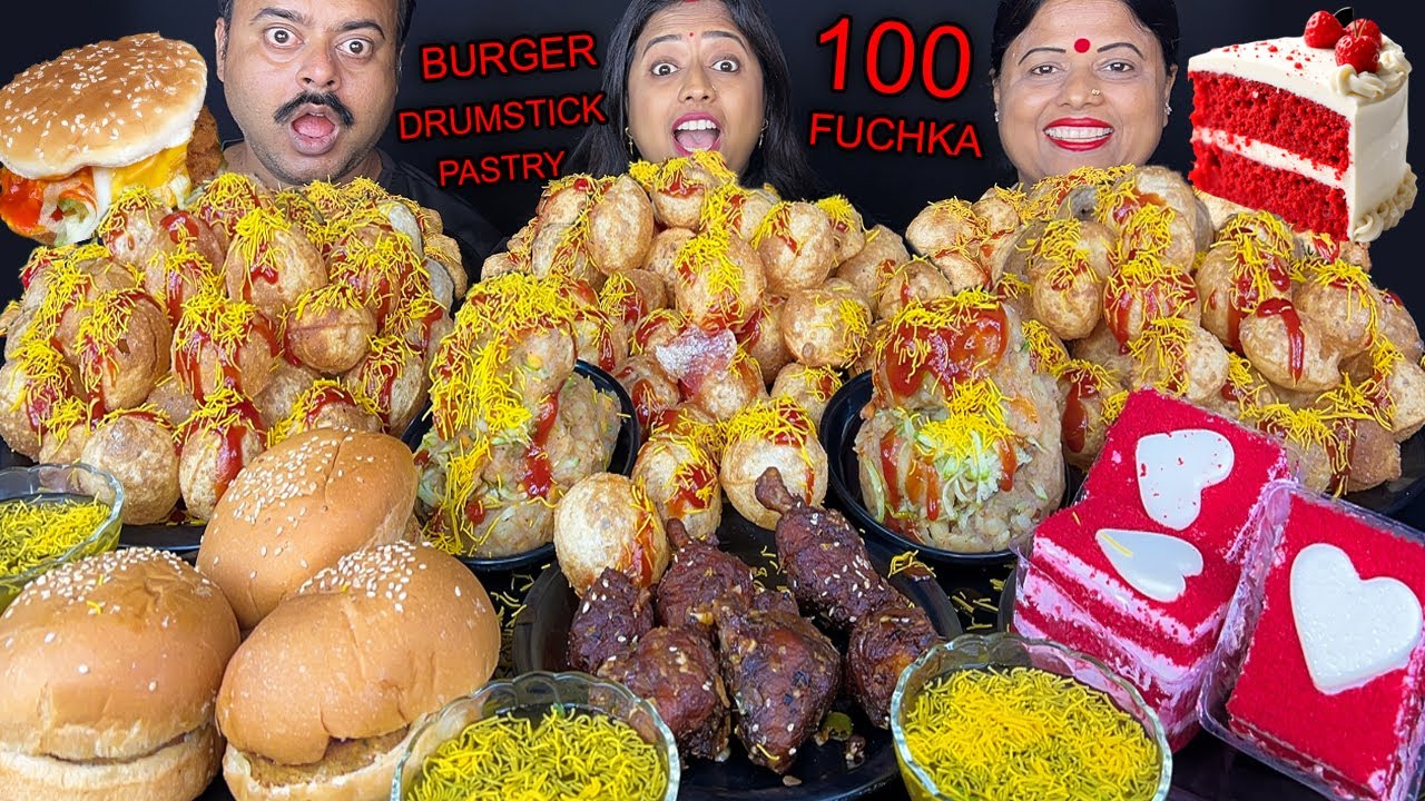 100 FUCHKA VS BURGER VS LOLLIPOP VS PASTRY EATING CHALLENGE SPICY PANIPURI MUKBANG VIRAL VIDEO