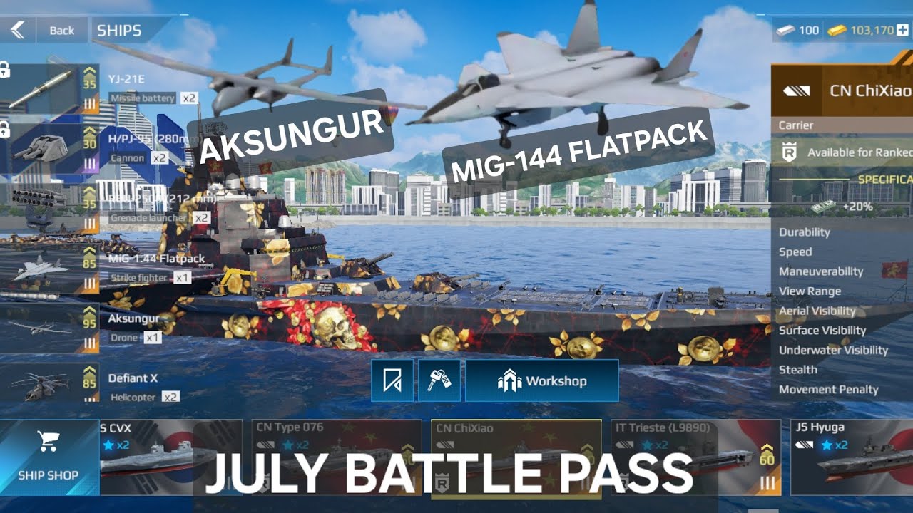 July battle pass Modern warships 