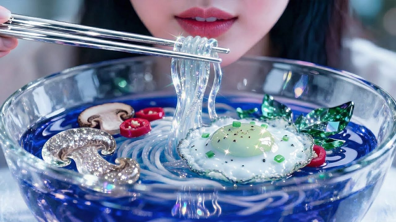 Transparent Glass Veggie Ramen Bowl (Satisfying ASMR Cooking)
