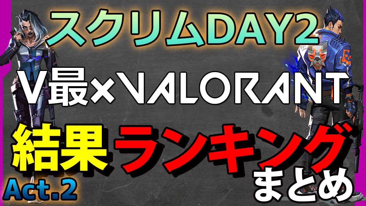 【V最】VTuber最協決定戦Ver. VALORANT Act.2　スクリムDAY2結果&KDランキング&ハイライトまとめ【概要欄必読】