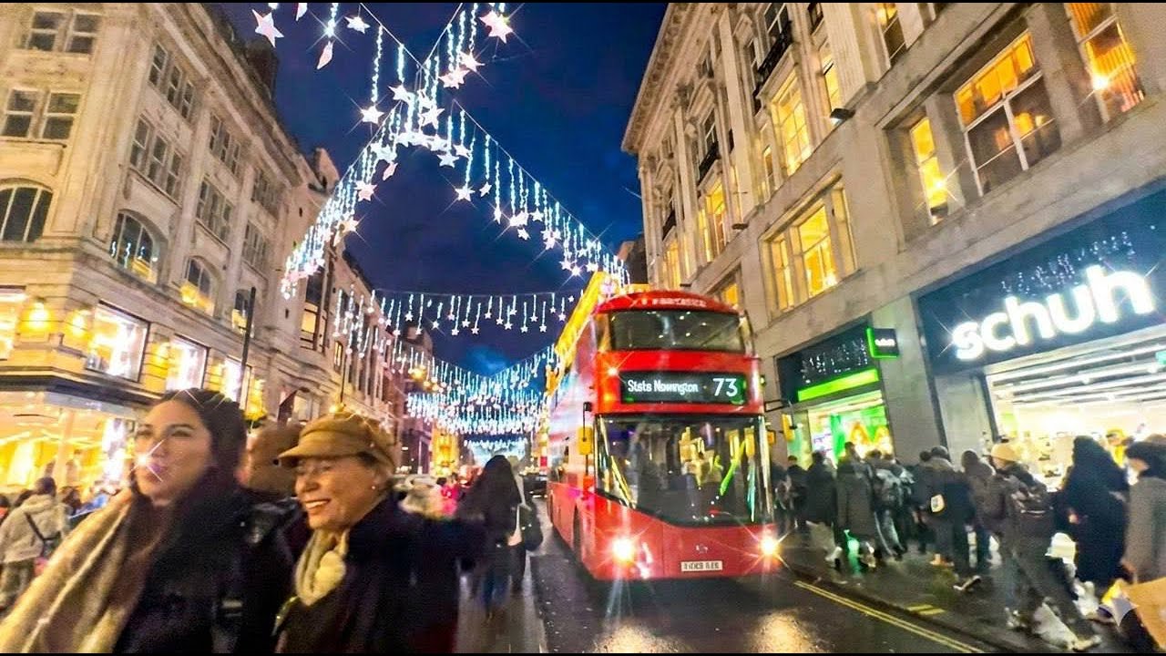 [4K]London Christmas Walk 2025 – Oxford Street, Regent Street, Carnaby Street, Canary Wharf.