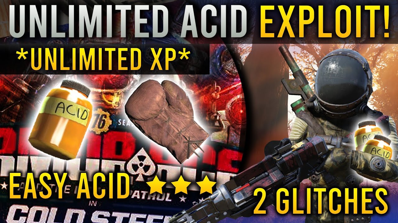 Fallout 76 Unlimited Acid Exploit! Unlimited XP! Two Glitches | Legendary Spawn, Floating Foundation