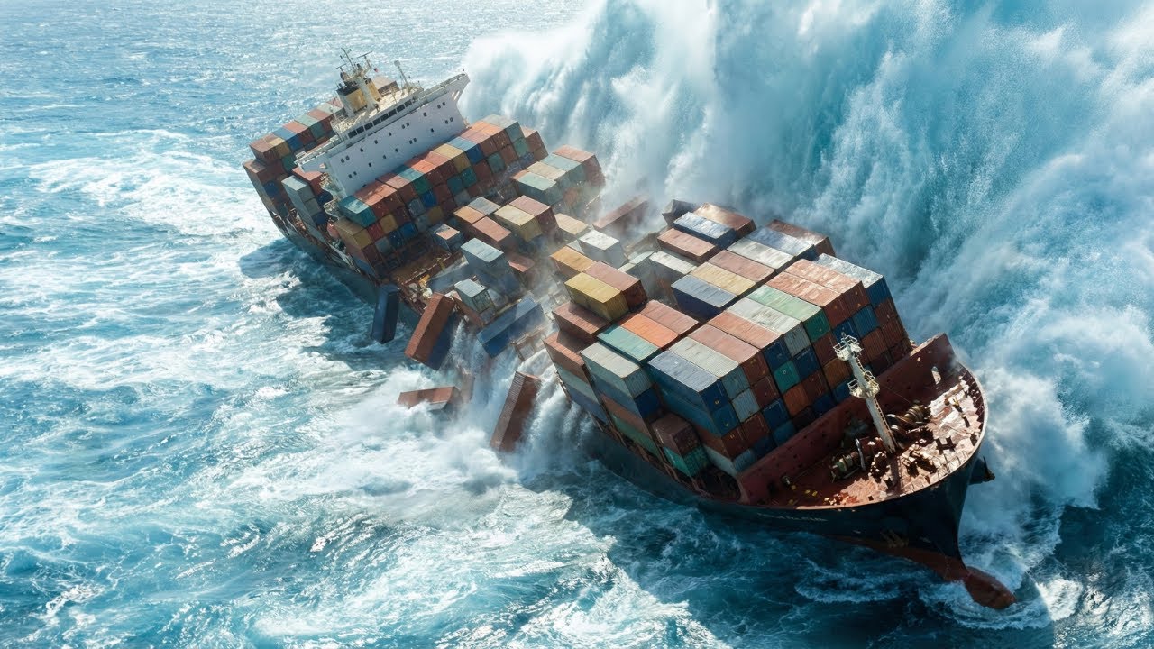 Unstoppable Tsunami Swallows a Giant Container Ship (AI VFX) | Realistic VFX Movie