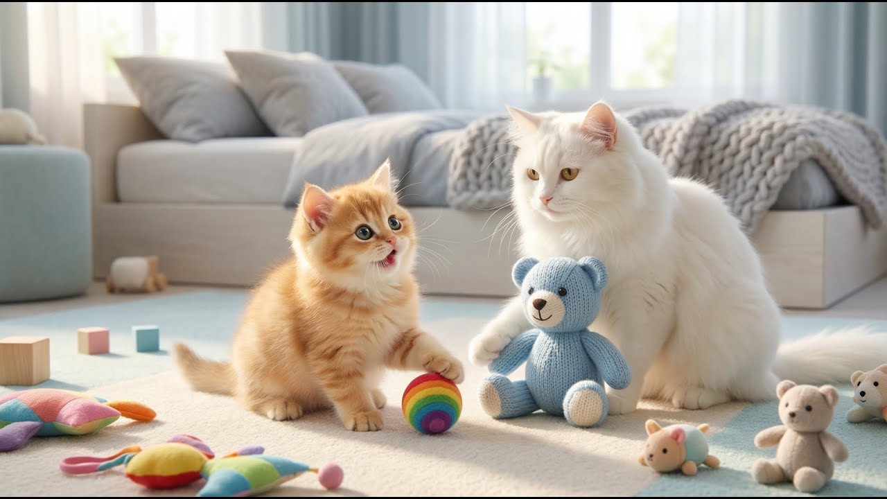 A Heartwarming Journey of a Bright Orange Mama Cat🐾Adorable Kitten’s Joyful and Playful Adventures!