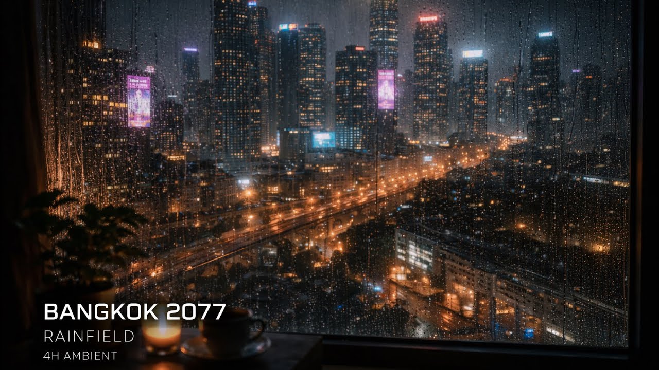 Bangkok 2077 – Rainfield | 4 Hours | Free Background Ambience