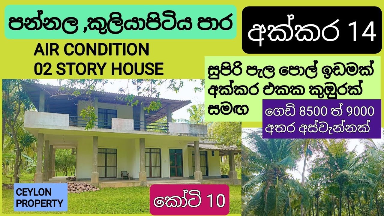 NO,,1035 # HAPPY NEW YEAR,පන්නල පුරවරයෙන් අක්කර 14,සුපිරි දෙමහල් නිවසක් ,පොල් ගෙඩි 9000 ක අස්වැන්නක්