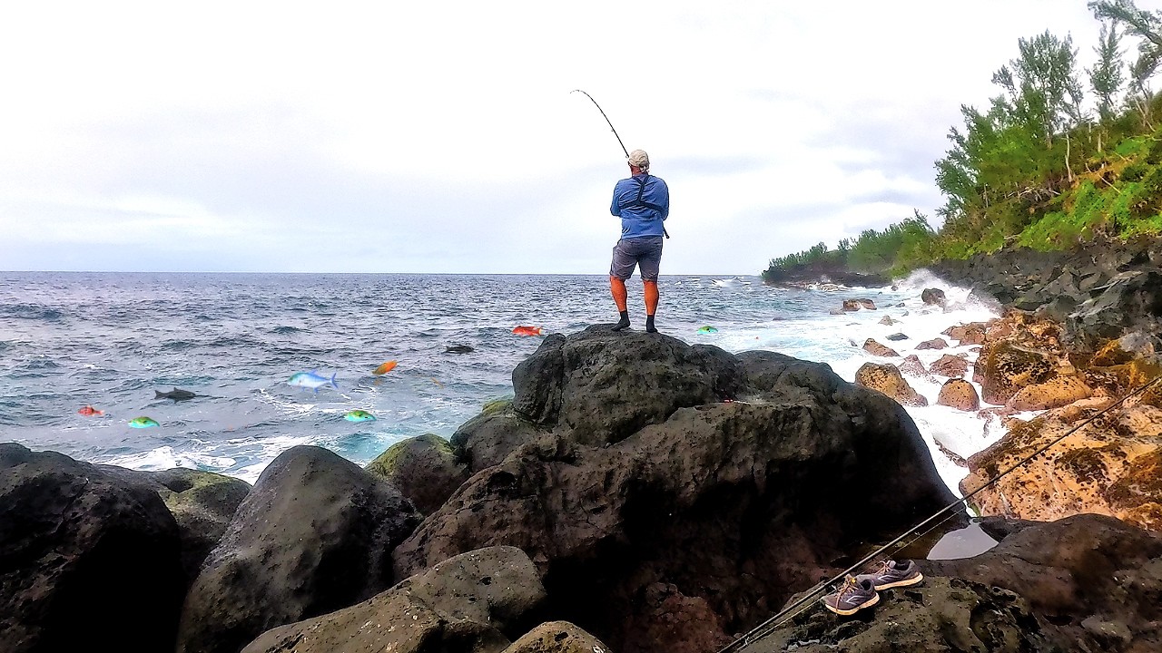 Pêcher : Des Beaux Poissons du Bord sur un Spot Isolé et Sauvage de la Réunion974