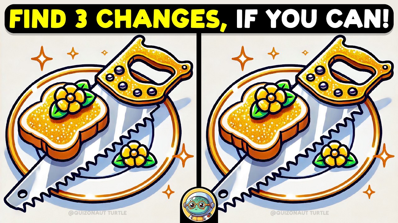 🐢🧩 Spot 3 Differences | Sharpen Your Focus 🧩🐢 | Quizonaut Turtle