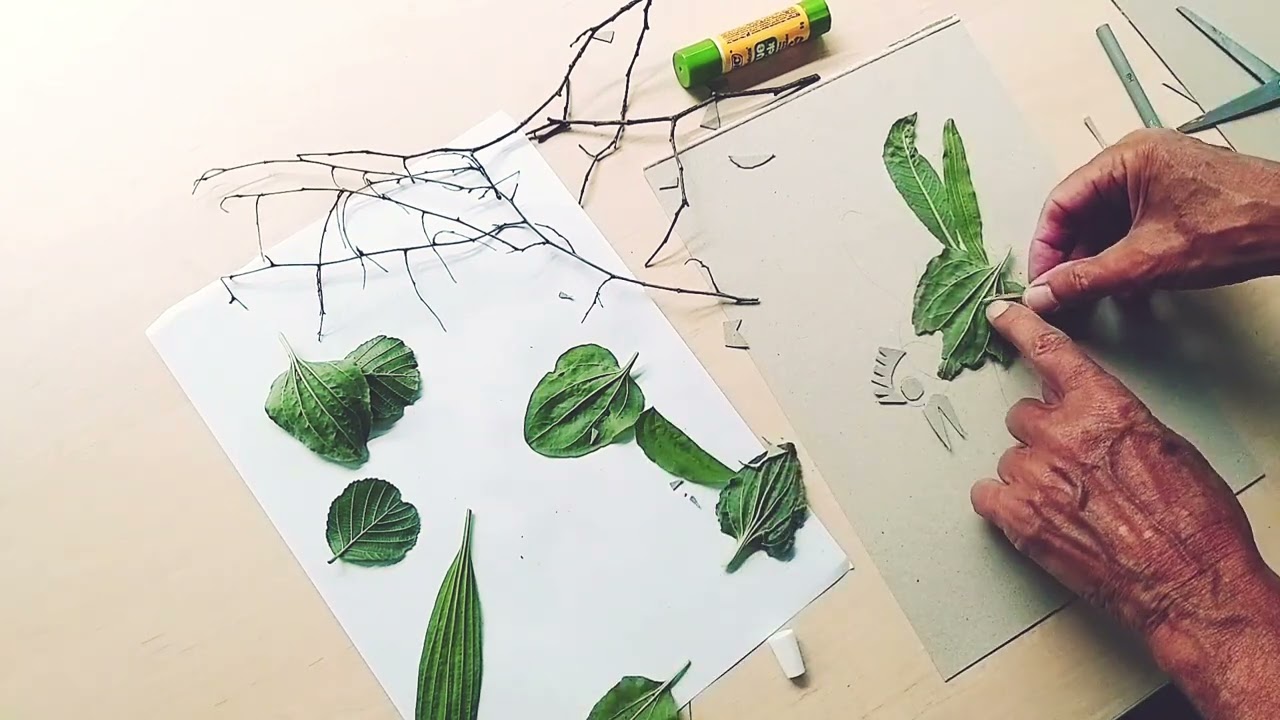 How to make a Collagraph. A playful relief print using card, leaves & twigs, by Rob the Art Teacher