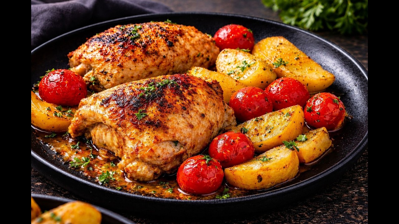 Курица с картошкой, запеченная в духовке – просто смешайте и запекайте!