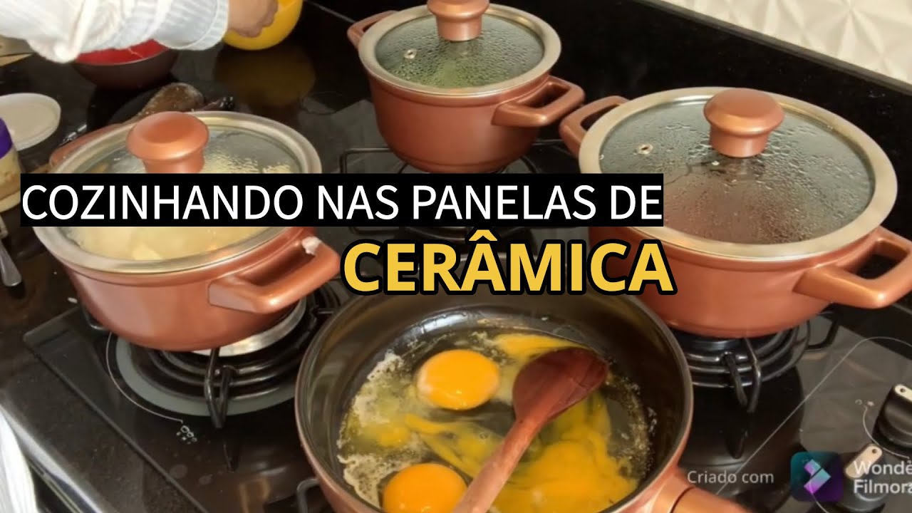 PANELAS DE CERÂMICA CERAFLAME: COZINHANDO NAS PANELAS DE CERÂMICA! GRUDA? A COMIDA QUEIMA FÁCIL?
