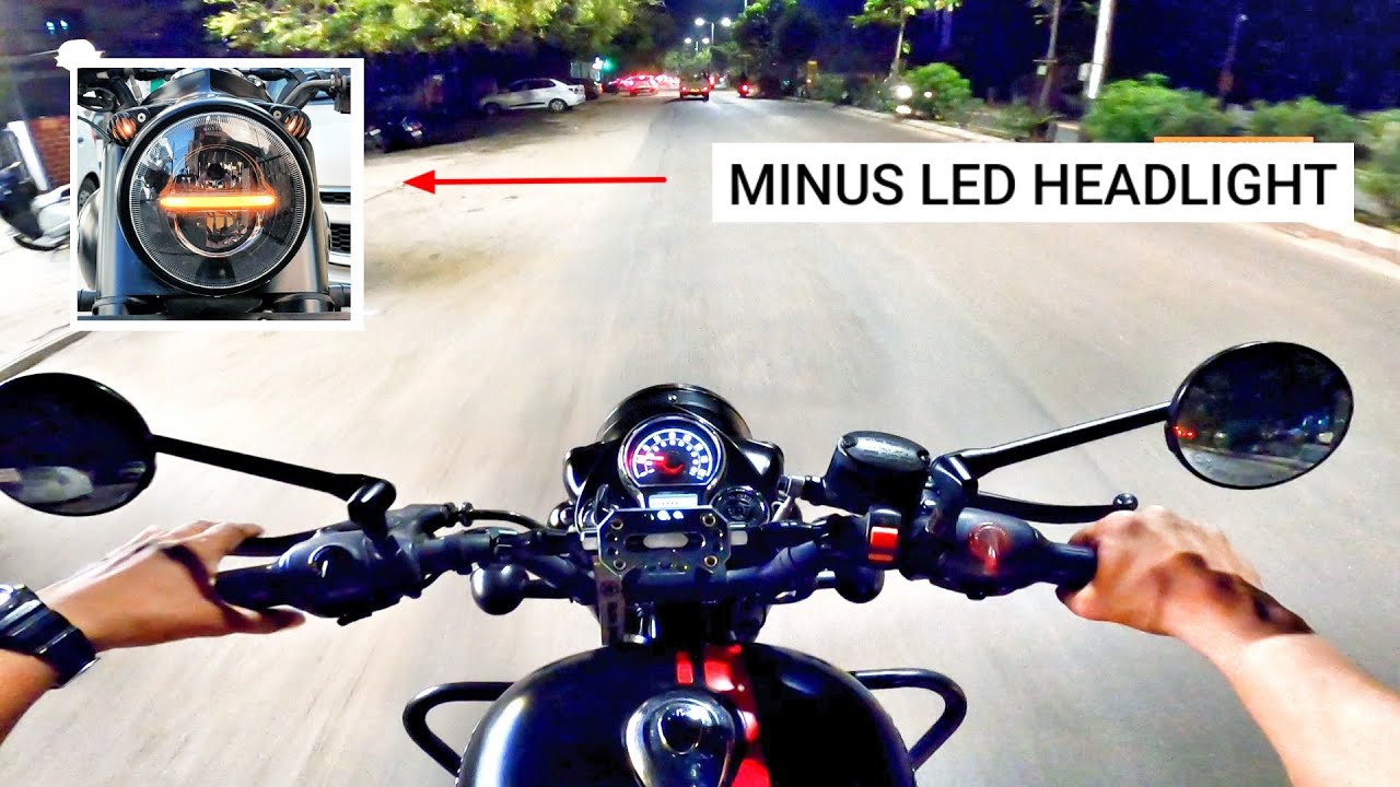 MINUS LED HEADLIGHT Night VISIBILITY Test DRL, Low & High Beam, NEW Reborn CLASSIC 350 STEALTH BLACK