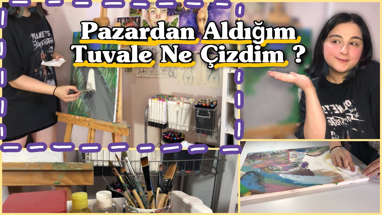 Pazardan Aldığım Kötü Tuvali Yeniden Dönüştürüyorum | Akrilik boya