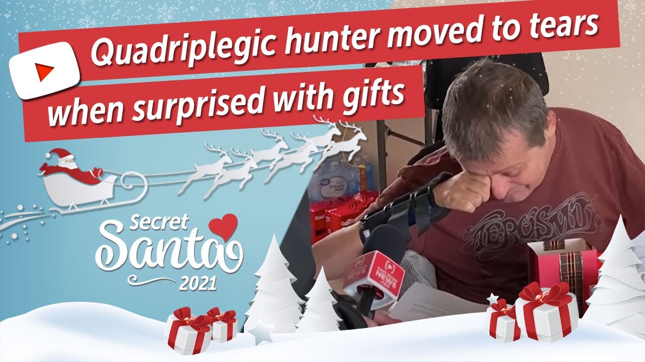 Quadriplegic hunter moved to tears when surprised with gifts from a Secret Santa
