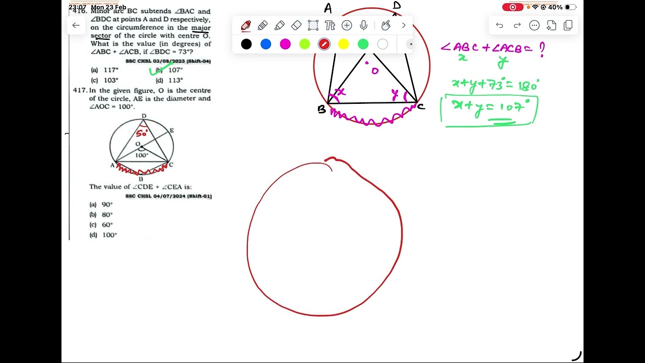 Geometry Class 8 Part B | Questions based on Circle, Tangent and Chords | SSC CGL, CPO etc
