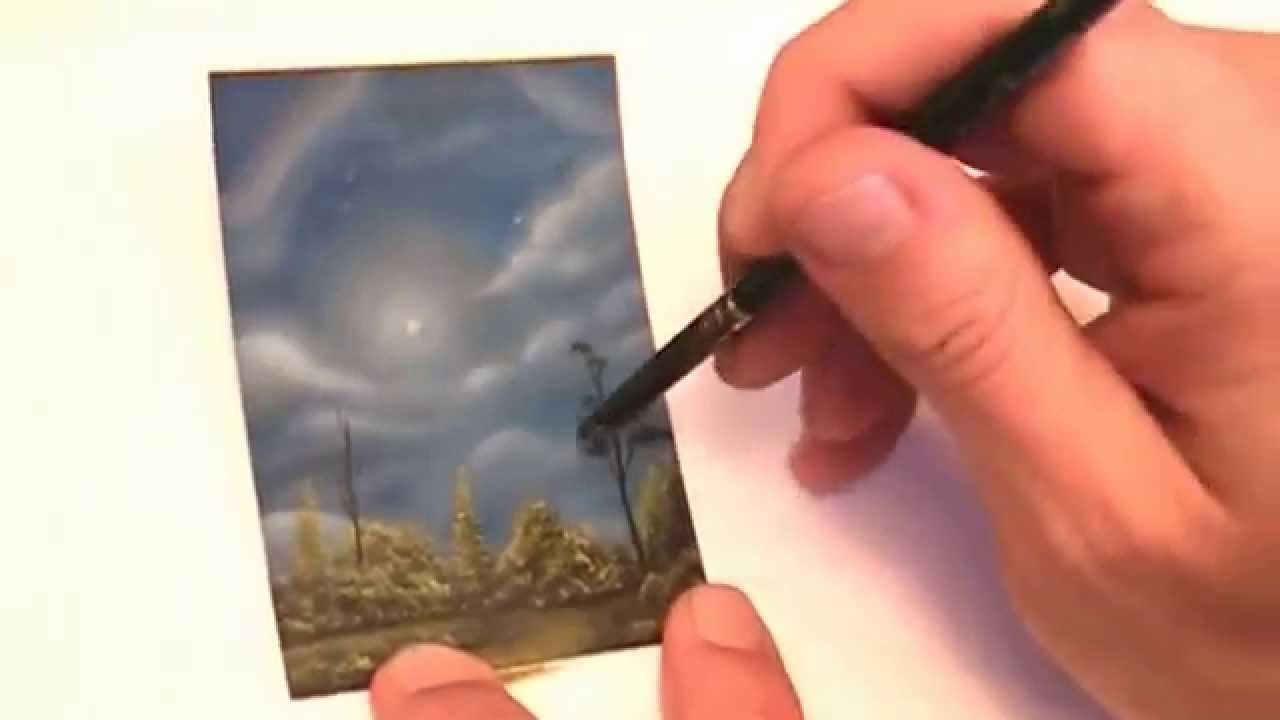 Time-lapse painting ACEO landscape sky and clouds by fantasy fairy tale artist Philippe Fernandez